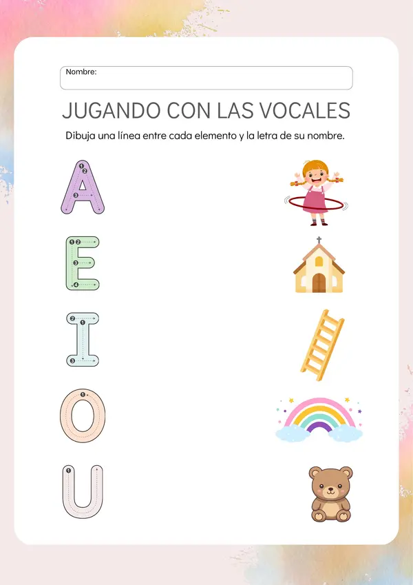 Relaciona, observa y aprende: actividad de vocales