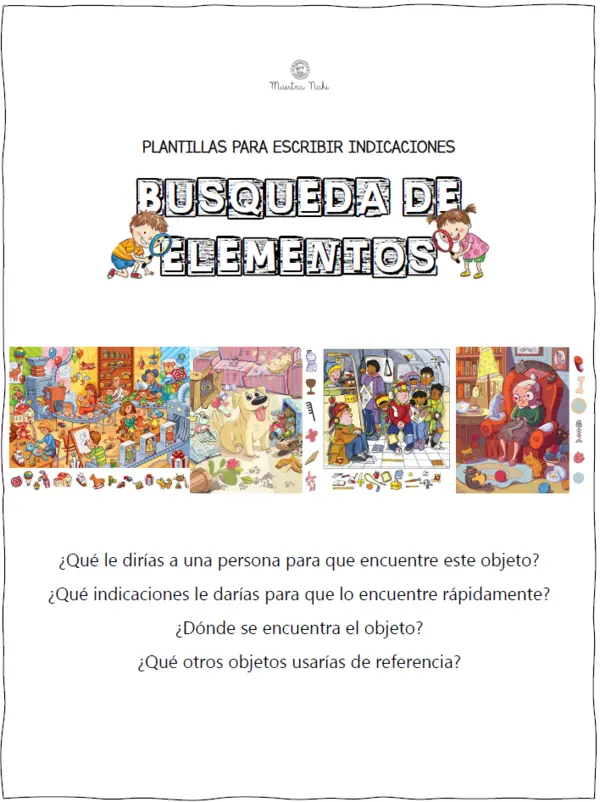 Escribir indicaciones en "Búsqueda de elementos".