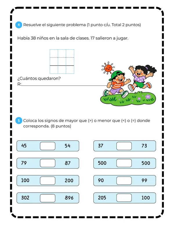 Evaluación Sumativa de Matemática - 2° Básico (Números, Geometría y Datos)