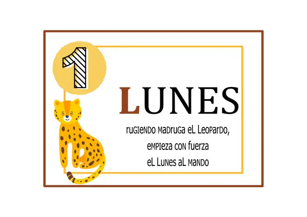 Carteles poemas "Día de la semana" 1° año básico.