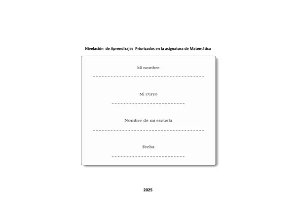 Proyecto Nivelación Matemática Primero OA 1
