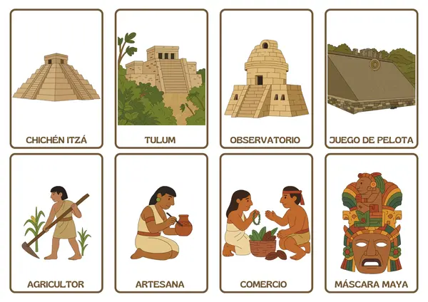 Tarjetas de aprendizaje sobre los mayas