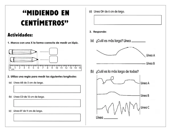 Guía de trabajo - Medición en centímetro