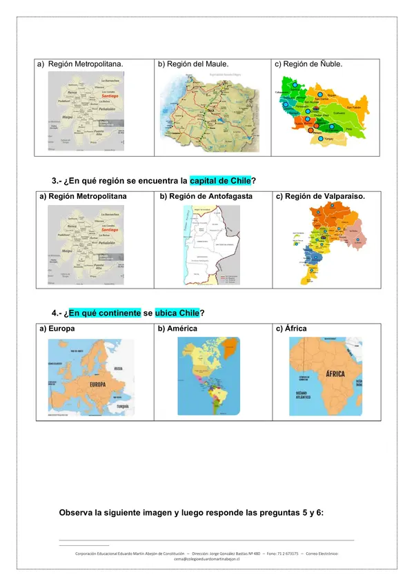 Evaluacion historia - chile y sus caracteristicas