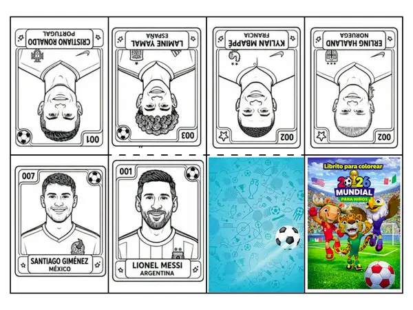  Mini libro para colorear jugadores del mundial