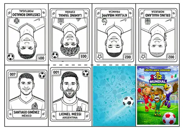  Mini libro para colorear jugadores del mundial