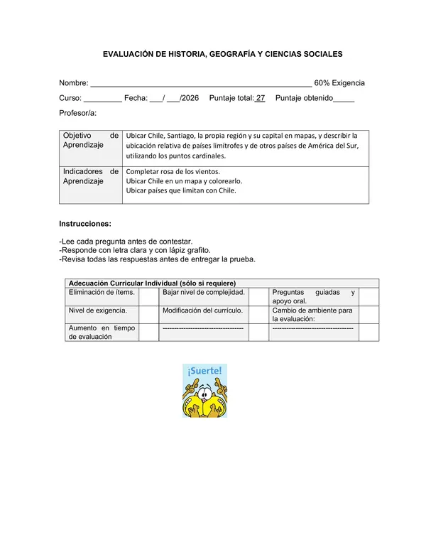 Evaluación Historia
