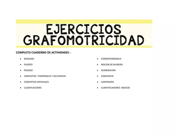 ACTIVIDADES  GRAFOMOTRICIDAD COMPLETISIMA  90 HOJAS DE ACTIVIDADES CLASIFICADAS