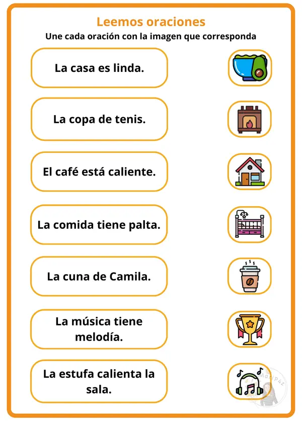 Lectura de oraciones M-P-L-S-T-N-D-F-C (ca-co-cu)