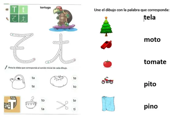 guia de apoyo la lectura y escritura letra t