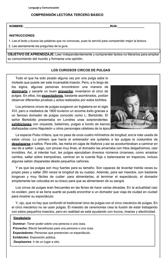 Comprensión Lectora 3° Básico