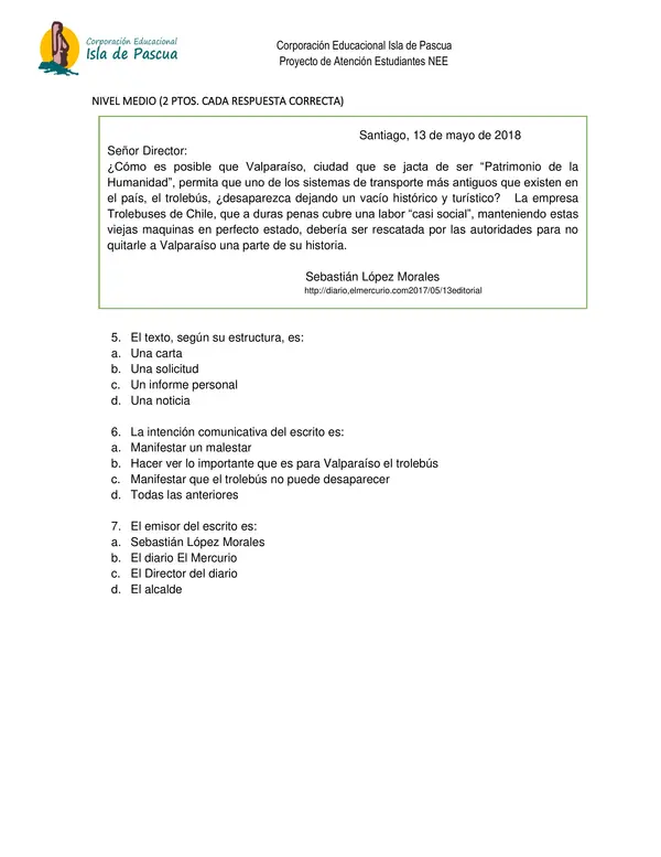 Evaluación de lenguaje y comunicación 