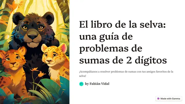 Problemas de sumas de 2 dígitos con el libro de la selva