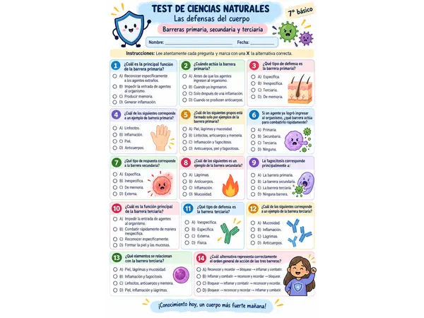 test de defensa del cuerpo: primaria, secundaria y terciaria 
