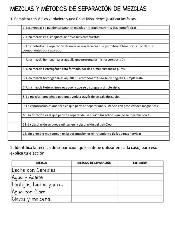 TIPO DE MEZCLAS Y METODOS DE SEPARACIÓN DE MEZCLAS