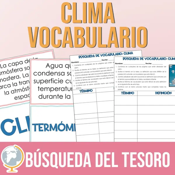 El Clima Vocabulario Búsqueda del Tesoro