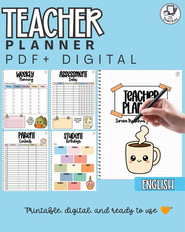 Undated Teacher Planner for All Subjects | Printable + Digital