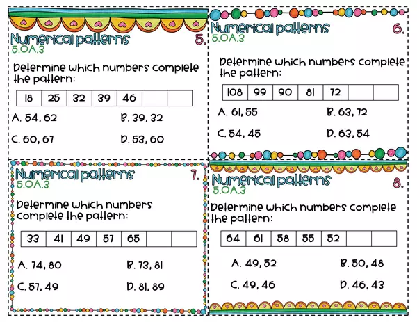 Task Cards Numerical Patterns