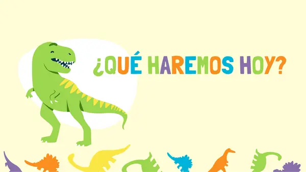 clase de conocernos, temática dinosaurio con preguntas sobre gustos, intereses y preferencias 