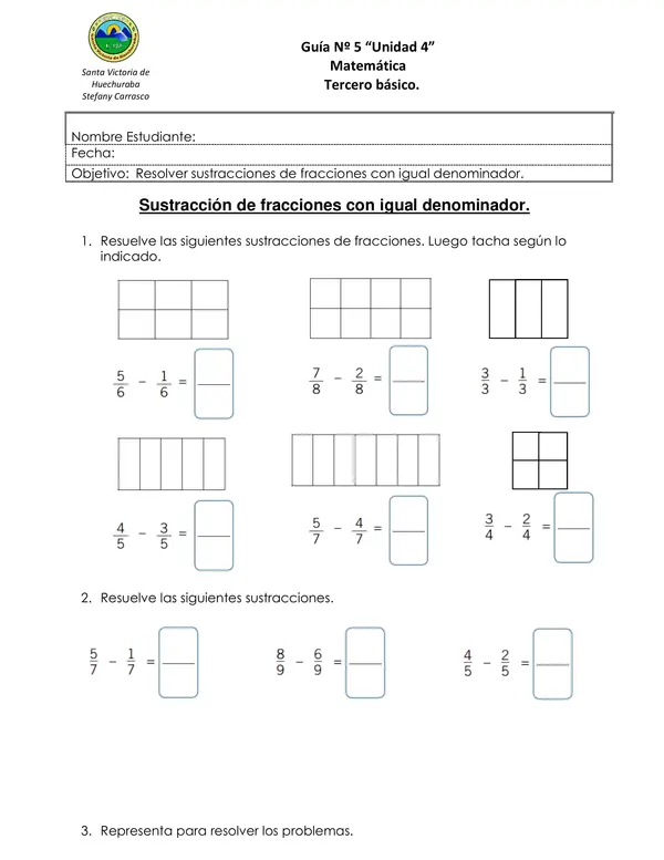 sustracción de fracciones 