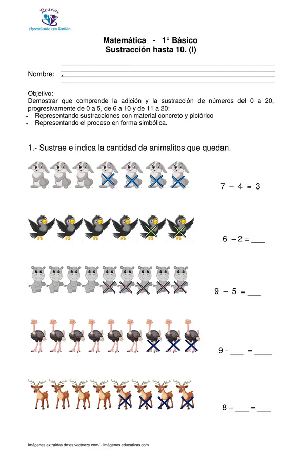 Sustracción hasta 10 (I)