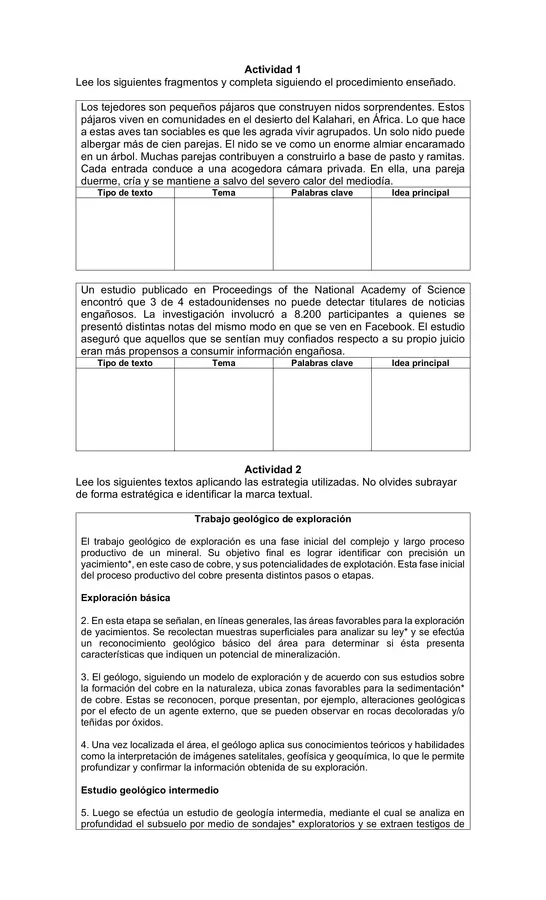 7mo/8vo: Identificar tema e ide principal - Preguntas tipo SIMCE 