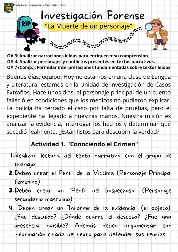 Desarrollo Clase: Caso Autor Horacio Quiroga: Muerte sin resolver (Detectives)