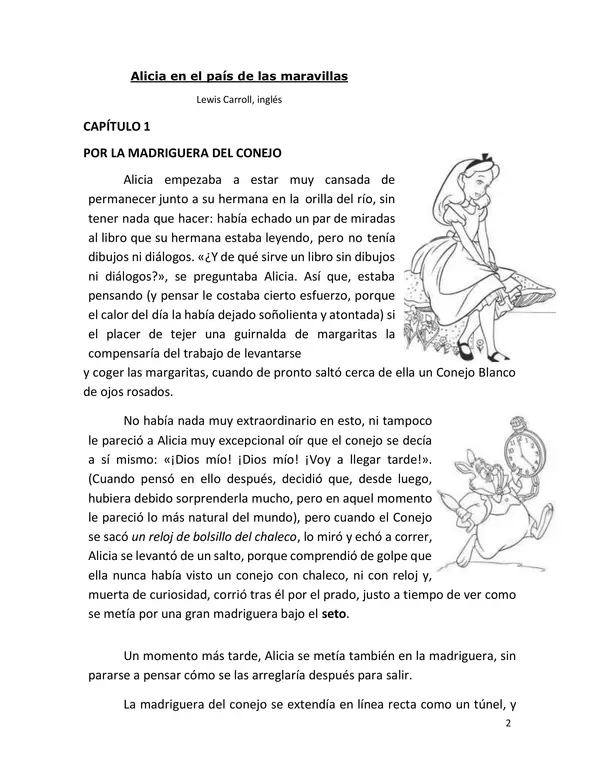 Comprensión lectora: Alicia en el país de las Maravillas