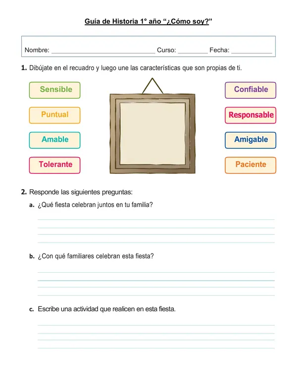 Guía de historia 1° año ¿Cómo soy?