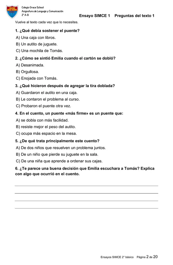 Pack de 5 ensayos tipo SIMCE e impulso lector de Lenguaje y Comunicación — 2° básico