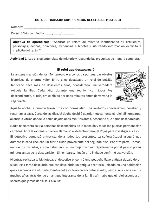 Comprensión de Relatos de Misterio