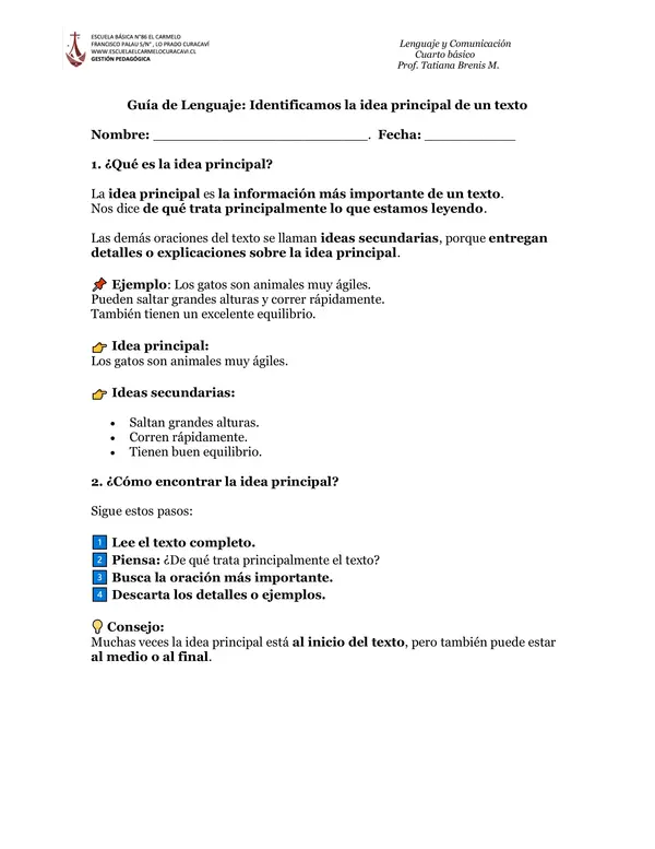 idea principal de un texto