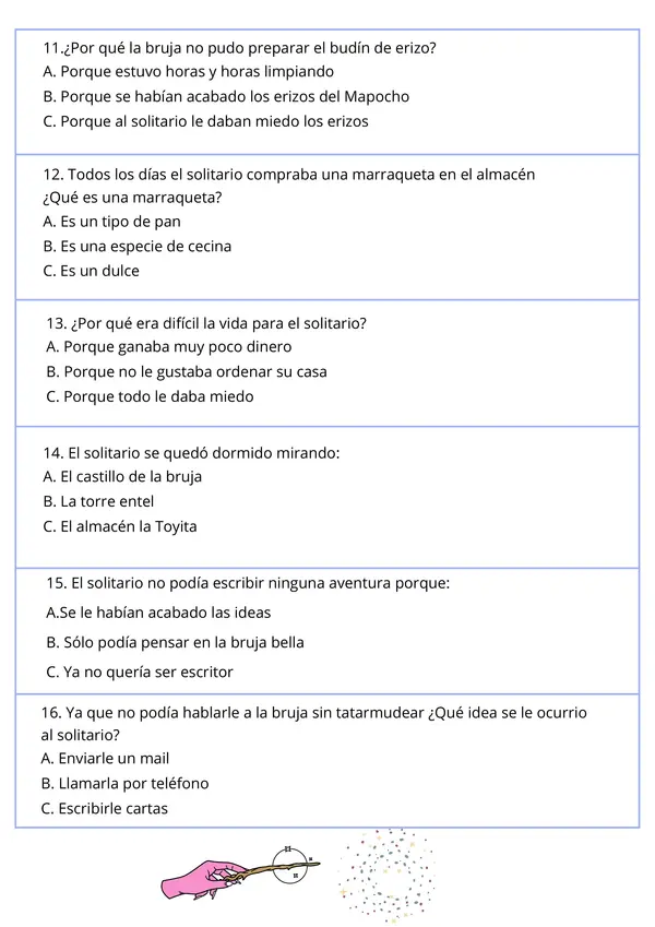 Prueba Evaluación Plan Lector, La bruja bella y el solitario