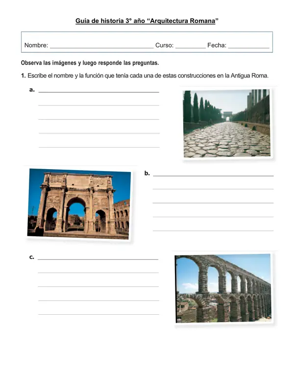 Guía de historia 3° año "Arquitectura Romana"