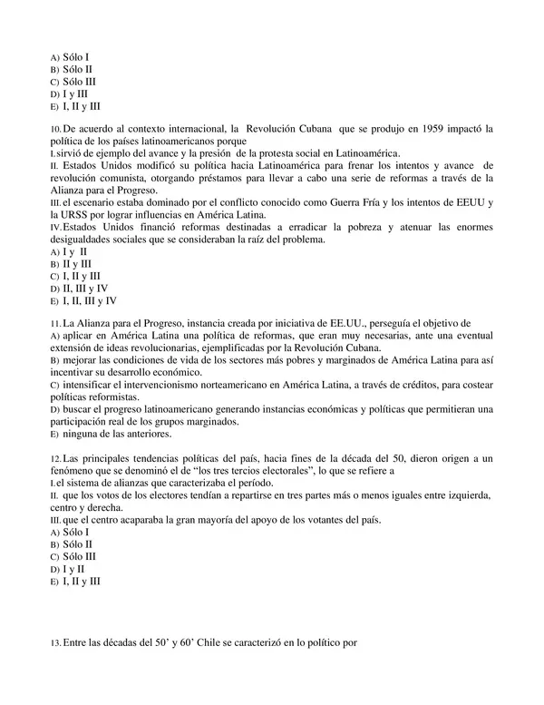 PRUEBA CON SOLUCION 3 MEDIO, Del Populismo Ibañista al Gobierno de Jorge Alessandri: 