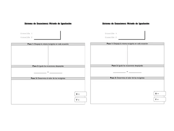 Sistema de Ecuaciones - Método de Igualación