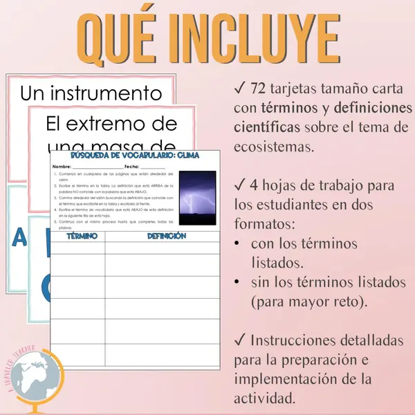 El Clima Vocabulario Búsqueda del Tesoro
