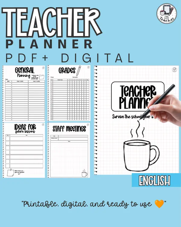 Undated Teacher Planner for All Subjects | Printable + Digital