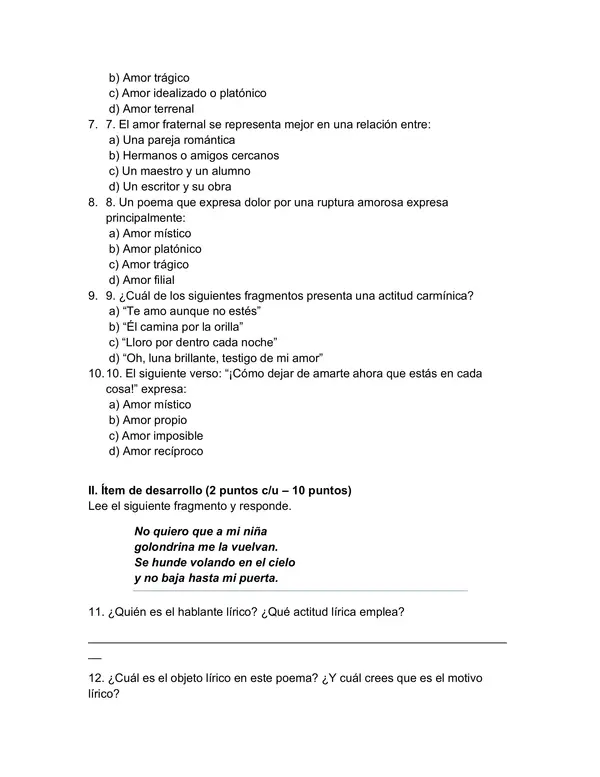 Evaluación Experiencia de Amor