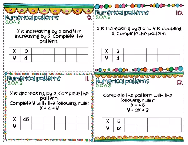 Task Cards Numerical Patterns