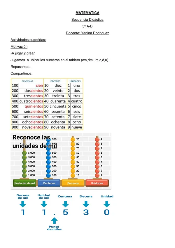 secuencia didáctica de matemática y ciencias naturales 