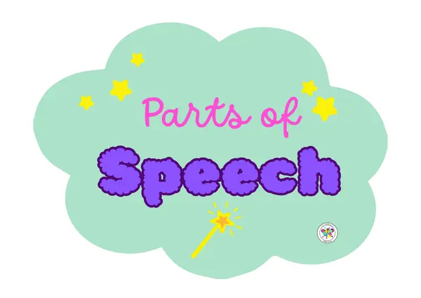 Parts of speech english grammar instructions verbs adjectives cards posters