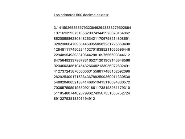 500 decimales de PI