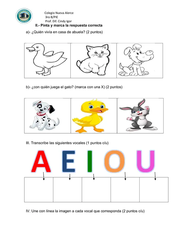Evaluacion vocales y letra M