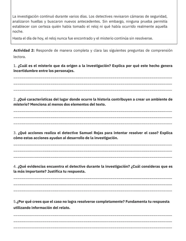 Comprensión de Relatos de Misterio