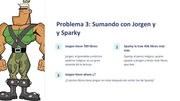 Problemas de sumas de 3 dígitos con los personajes de los padrinos mágicos
