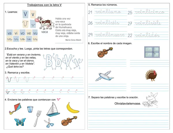 Guía 1° básico "Letra V"