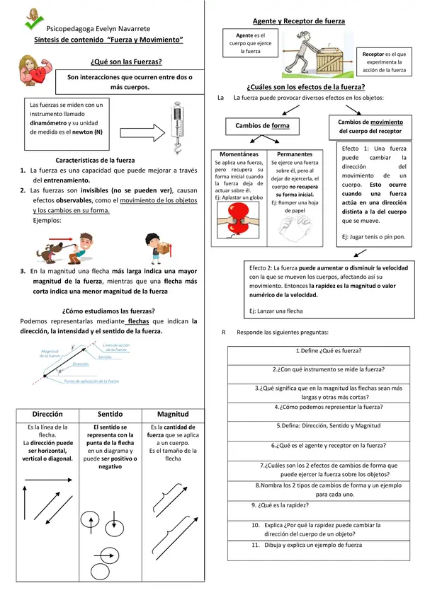 Síntesis contenido : Fuerza y movimiento