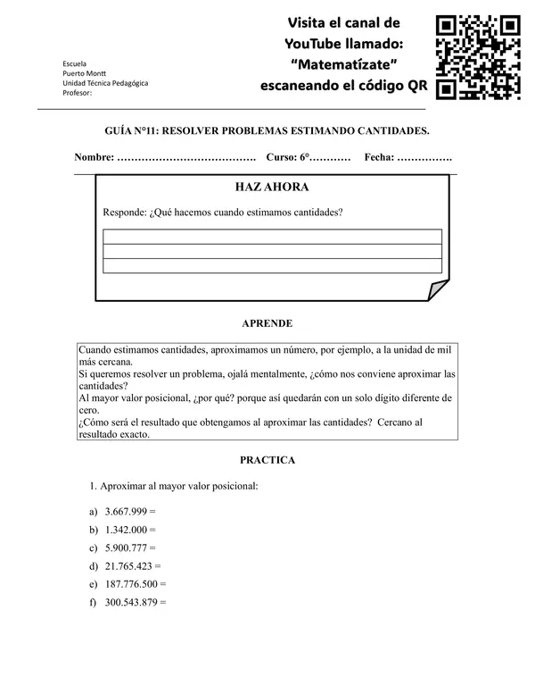 Resolver problemas estimando cantidades - sexto básico