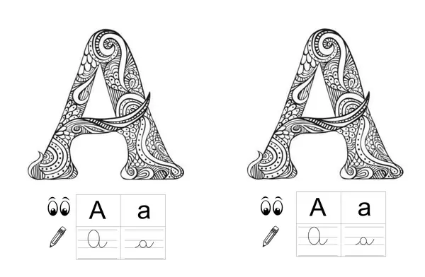 Abecedario Mandalas, letras en sus cuatro formas.